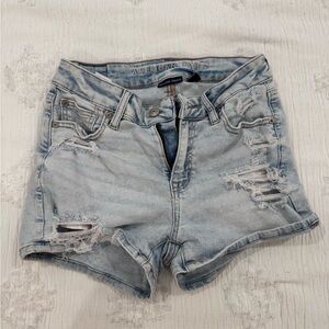 American Eagle Outfitters Light Blue Ripped Jean Shorts